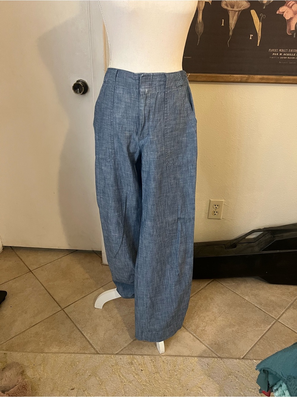 GAP Wide-Leg Chambray Pants